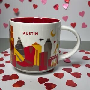 NWT Starbucks Austin Texas You Are Here Mug 14oz Coffee Cup Red Interior